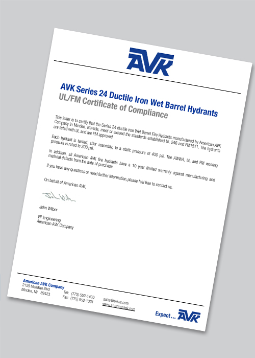 Series 24 Ductile Iron Wet Barrel Hydrants to UL/FM