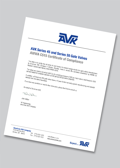 Series 45 and Series 55 Gate Valves to AWWA C515
