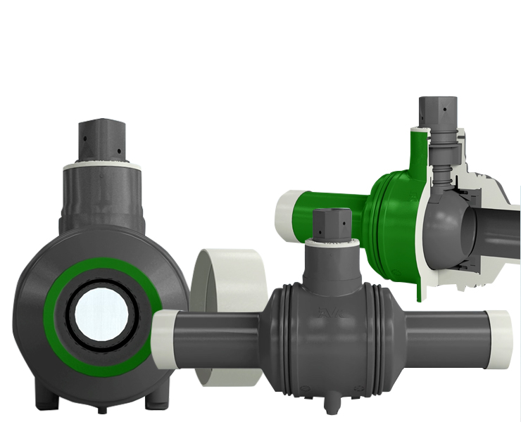 Quarter-turn ball valves for HDPE pipe systems. 
